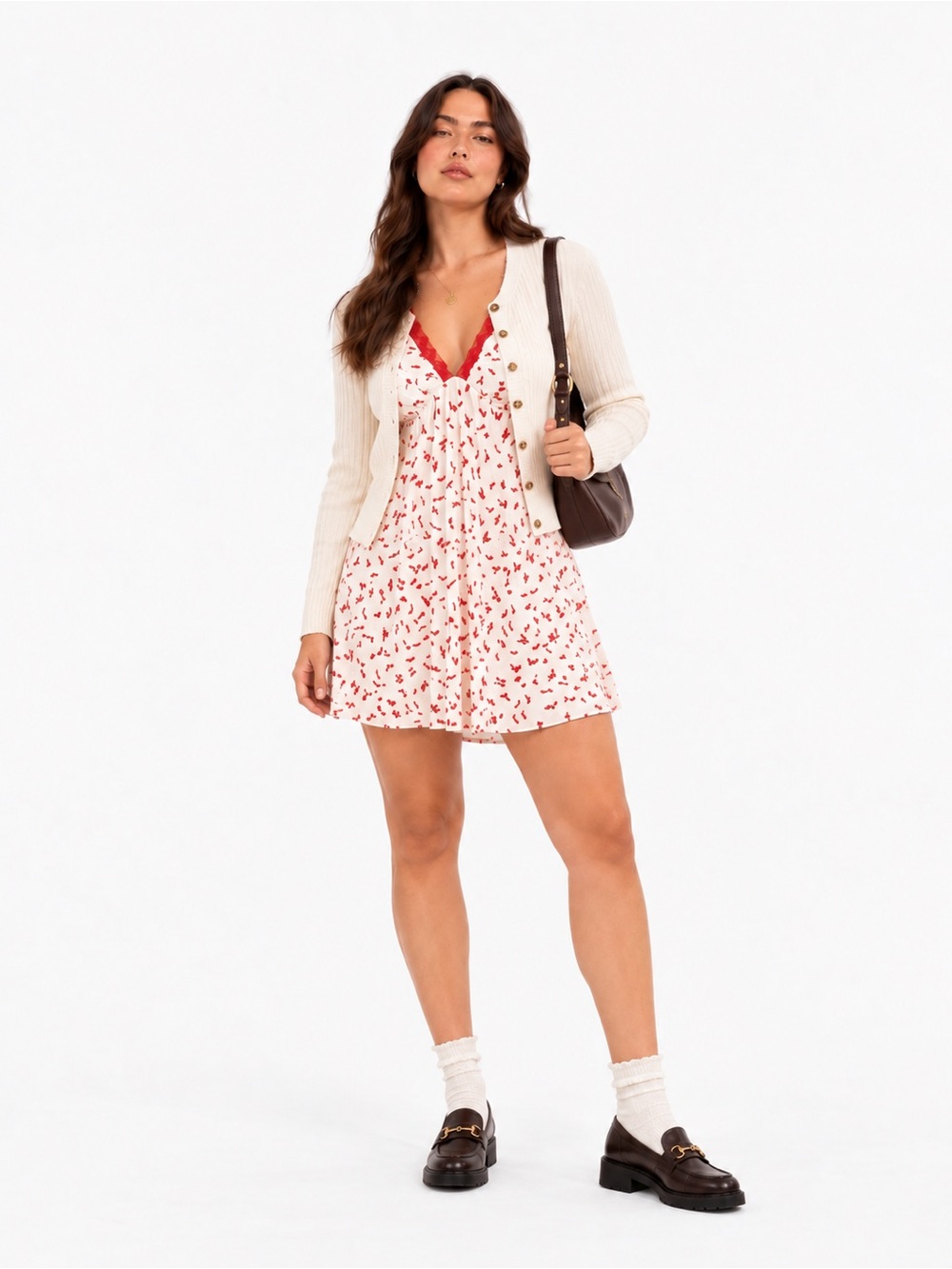 Wild Fable White Red Pepper Print Lace Halter Mini Dress – Size XL NWT